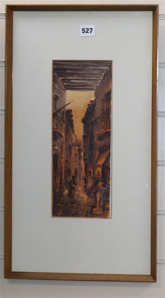 G. Marnier, watercolour, Neopolitan street scene, signed, 32 x 12cm